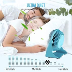 img 2 attached to HONYIN 6 Inch Portable Desk Fan - USB Small Fans with 3 💨 Speeds, Powerful Airflow, Silent Operation, 360° Rotation for Personal Use at Home, Office, Bedroom