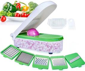 img 4 attached to 🥬 LHS Vegetable Chopper Pro Onion Slicer Dicer Cutter - Cheese & Veggie Chopper - Food Chopper Dicer with 5 Blades (Green)