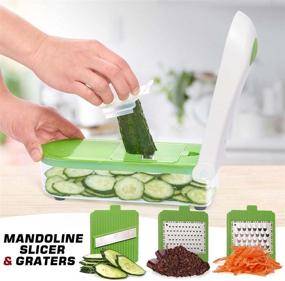 img 1 attached to 🥬 LHS Vegetable Chopper Pro Onion Slicer Dicer Cutter - Cheese & Veggie Chopper - Food Chopper Dicer with 5 Blades (Green)