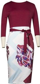 img 3 attached to Sleeve Bodycon Bowknot Floral X Large Women's Clothing