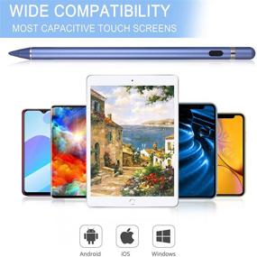 img 2 attached to 🖊️ Digital Stylish Pen Pencil for Touch Screens | Rechargeable Active Stylus Pens | Compatible with Most Capacitive Touch Screens (Blue)