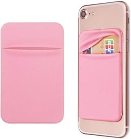 img 4 attached to OBVIS Cell Phone Pocket Self Adhesive Card Holder Stick On Wallet Sleeve With 3M Adhesive RFID Card ID Credit Card ATM Card Holder For IPhone Android 2 Pack Pink