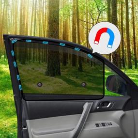 img 4 attached to 🚗 Ovege Car Side Window Sun Shade: Semi-Transparent Magnetic Mesh Curtain for UV Protection (Front Seat, 2pcs)