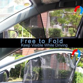 img 3 attached to 🚗 Ovege Car Side Window Sun Shade: Semi-Transparent Magnetic Mesh Curtain for UV Protection (Front Seat, 2pcs)