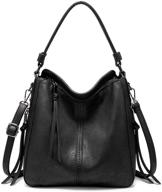 stylish leather shoulder purses: adjustable women's handbags and wallets logo