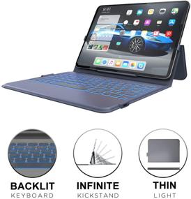 img 3 attached to 🔵 Thin & Light iPad Pro 11 Keyboard Case (2018) – Backlit 7 Color – Infinite Hinge – Auto Sleep/Wake – iPad Pro 11 3rd Generation Case with Keyboard – A1980 – A2013 – A1934 – A1979 (Blue)