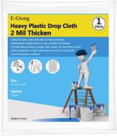 🖌️ 1-pack e-gtong 2 mil plastic drop cloth, 9x12-feet heavy duty waterproof clear plastic painting tarp, plastic sheeting for furniture, wall painting, patio - ideal for enhanced seo логотип