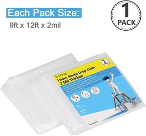 img 2 attached to 🖌️ 1-Pack E-Gtong 2 Mil Plastic Drop Cloth, 9x12-Feet Heavy Duty Waterproof Clear Plastic Painting Tarp, Plastic Sheeting for Furniture, Wall Painting, Patio - Ideal for Enhanced SEO