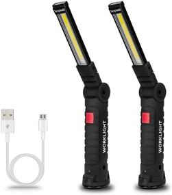 img 4 attached to Lmaytech LED Flashlights, 2 Packs Rechargeable Work Lights: Magnetic Base, Hanging Hook, 360° Rotate, 5 Modes Brightness for Car Repair, Grill, and Outdoor Use