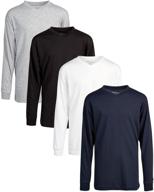 👕 harvic boys' long sleeve tee shirt - galaxy: pack of 4 solid basic tagless v-neck knit tops logo