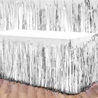 ✨ enhance your wedding and parties with the willbond 4 packs metallic foil fringe table skirt in elegant silver логотип