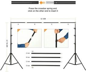 img 3 attached to JCLOUD Backdrop Stand Kit - Adjustable 8.5x10 Ft Background Support System for Photoshoot, Inclusive of Carrying Bag, Spring Clamp, and Sand Bag - Ideal for Photo Video Studio