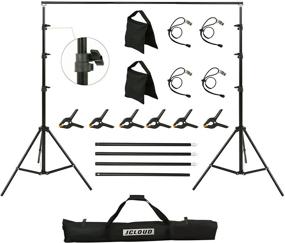 img 4 attached to JCLOUD Backdrop Stand Kit - Adjustable 8.5x10 Ft Background Support System for Photoshoot, Inclusive of Carrying Bag, Spring Clamp, and Sand Bag - Ideal for Photo Video Studio