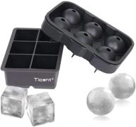 🧊 ticent ice cube trays (set of 2) - silicone sphere whiskey ice ball maker with lids and large square ice cube molds for cocktails and bourbon - reusable and bpa free logo