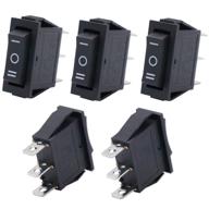 🔘 twidec/5pcs rocker switch 3 pins 3 position on/off/on ac 6a/125v 10a/250v spdt car boat black rocker switch toggle (1-year quality assurance) kcd3-103 логотип