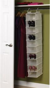 img 3 attached to 👞 Hanging Shoe Storage Organizer: 10 Wide Pocket Shelves for Closets – Natural Canvas by Household Essentials 311328