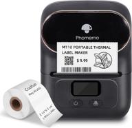 🏷️ phomemo m110 bluetooth label maker: portable barcode printer for retail, address, jewelry & home - mini wireless thermal label maker machine for ios & android, with 40mm x 30mm label (1 roll of 100) logo