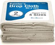 🎨 2-pack canvas drop cloth cotton tarp 4x12: multi-purpose art and furniture cover - ideal for painting, protection, and more logo
