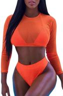👙 meyeeka womens sexy high waist rash guard swimwear: long sleeve 3pcs swimsuit for unmatched style and protection logo