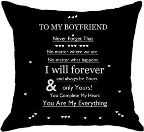 img 1 attached to 😍 NIDITW Boyfriend Gift: Stylish Black Body Burlap Decorative Square Pillow Case Cushion Cover for Chair - 45x45cm