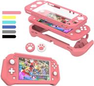 switch lite case - all-in-one protective cover with detachable tpu, pc screen & thumb grips - pink logo