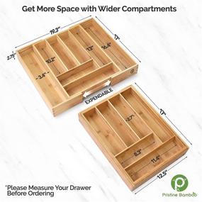 img 2 attached to 🍴 Expandable Bamboo Silverware Tray for Drawer Organization - Kitchen Drawer Organizer - Cutlery Drawer Organizer - Flatware Holder, Adjustable Wooden Dividers - 8 Slots