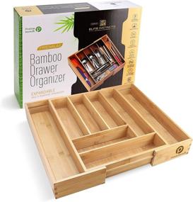 img 3 attached to 🍴 Expandable Bamboo Silverware Tray for Drawer Organization - Kitchen Drawer Organizer - Cutlery Drawer Organizer - Flatware Holder, Adjustable Wooden Dividers - 8 Slots