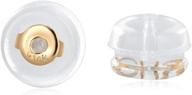 🔒 secure safety 14k gold earring backs: hypoallergenic soft clear silicone replacements (1 pair) logo