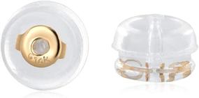 img 4 attached to 🔒 Secure Safety 14K Gold Earring Backs: Hypoallergenic Soft Clear Silicone Replacements (1 pair)