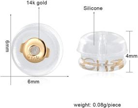 img 2 attached to 🔒 Secure Safety 14K Gold Earring Backs: Hypoallergenic Soft Clear Silicone Replacements (1 pair)