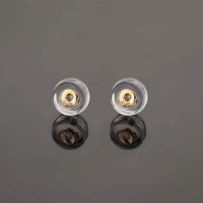 img 3 attached to 🔒 Secure Safety 14K Gold Earring Backs: Hypoallergenic Soft Clear Silicone Replacements (1 pair)