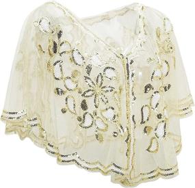 img 3 attached to 🌟 Vintage Women's Shawl: 1920s Flapper Style Cover Ups with Sequin Cape – Perfect Evening Wrap