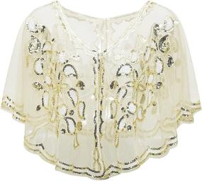 img 4 attached to 🌟 Vintage Women's Shawl: 1920s Flapper Style Cover Ups with Sequin Cape – Perfect Evening Wrap