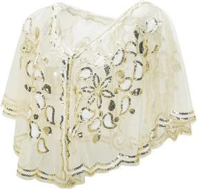 img 2 attached to 🌟 Vintage Women's Shawl: 1920s Flapper Style Cover Ups with Sequin Cape – Perfect Evening Wrap