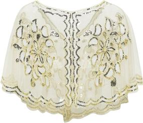 img 1 attached to 🌟 Vintage Women's Shawl: 1920s Flapper Style Cover Ups with Sequin Cape – Perfect Evening Wrap