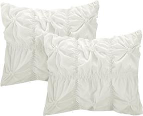 img 1 attached to Chic Home Halpert 6 Piece Floral Pinch Pleated Ruffled Designer Embellished Bed Skirt Comforter Set, King Size, White