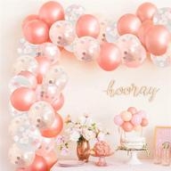 🎈 large rose gold balloon garland kit, 113pc with balloon strip - perfect for baby showers, bridal, bachelorette, wedding - rosegold balloon arch kit with pink rose gold confetti balloons логотип