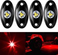 🚗 aukmak 4 pods red led rock light kit: enhance underbody glow for offroad jeep atv suv car truck boat logo