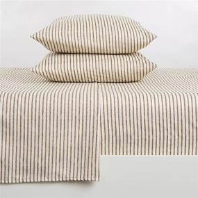 img 3 attached to Evette Collection 4-Piece Stripe Printed Ultra-Soft Microfiber Sheet Set: Wrinkle-Free, Comfortable, All-Season Bed Sheets in Queen Size Taupe