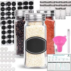 img 4 attached to Organize Your Spices with 14 Square Glass Spice Jars + 🌶️ Labels + Stainless Steel Lid + Shaker Inserts + Funnel - Complete Set