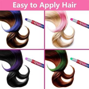 img 2 attached to Qivange Hair Chalk Pens - Bright Non-Toxic Temporary Hair Color for Cosplay Birthday Party - Christmas 🌈 Gift for Girls, Kids, Boys, Granddaughters, and Daughters - Ages 4-13+ Years Old - Washable, 12 Pieces Hair Dye