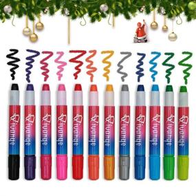 img 3 attached to Qivange Hair Chalk Pens - Bright Non-Toxic Temporary Hair Color for Cosplay Birthday Party - Christmas 🌈 Gift for Girls, Kids, Boys, Granddaughters, and Daughters - Ages 4-13+ Years Old - Washable, 12 Pieces Hair Dye