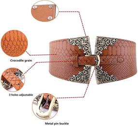 img 3 attached to Womens Fashion Elastic Crocodile Leather Women's Accessories for Belts