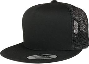 img 3 attached to Trendy Flexfit Brand 5 Panel Classic Trucker Flatbill Mesh Snapback Cap for Stylish Apparel Shop