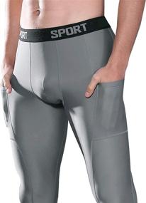 img 2 attached to 🩲 Men's FANDIMU Compression Pants: Base Layer Cycling Leggings with Pocket - Breathable & Quick-Drying