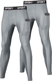 img 4 attached to 🩲 Men's FANDIMU Compression Pants: Base Layer Cycling Leggings with Pocket - Breathable & Quick-Drying