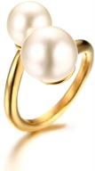 💍 stunning pj jewelry gold plated stainless steel double simulated pearl statement wrap ring for women logo