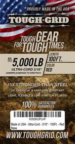 img 1 attached to 🔝 TOUGH-GRID Ультра-шнур: 30 м, прочность 5,000 фунтов, в 15 раз прочнее стали, плавает! Идеально подходит для лодок, кемпинга и буксировки - в комплекте термоусадочная трубка - 100% УХМВПЭ