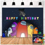 5x3ft vinyl photography backdrop for among us themed birthday party - imposter game, black starry sky design - ideal for children, kids, men, and boys - photo background studio prop for happy birthday celebration logo