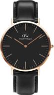 dapper elegance: daniel wellington classic ⌚️ sheffield watch with exquisite italian black leather band logo